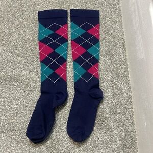 Classic Argyle women’s Compression Socks - Navy, Pink, and Teal